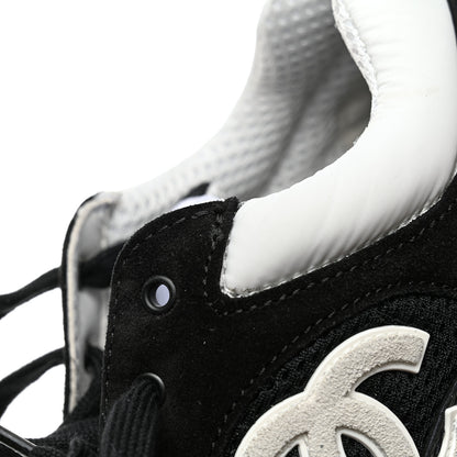 Chanel Mesh Suede Grained Calfskin Womens CC Sneakers 39.5 Black White 11 of 12
