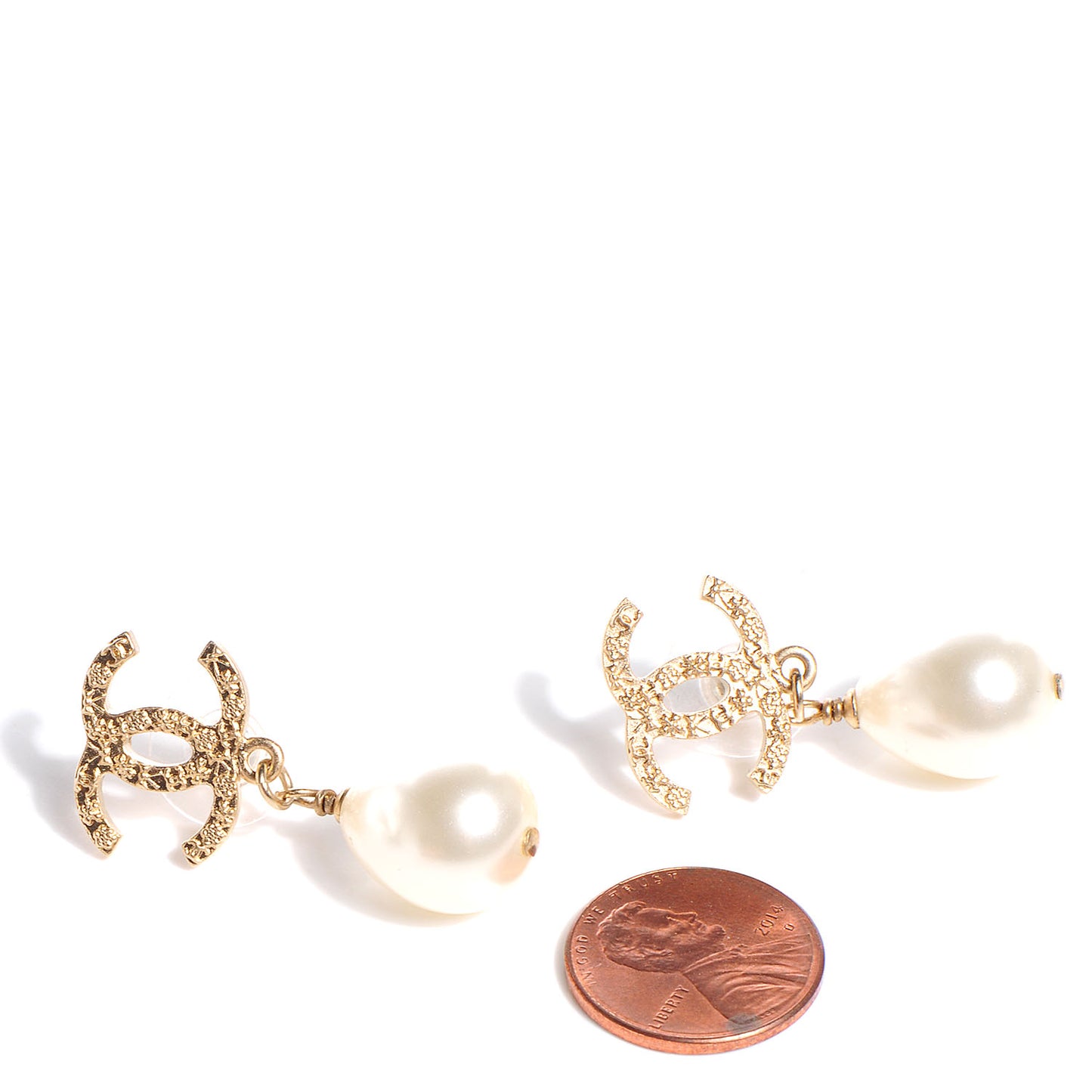 Pearl CC Dangle Earrings Gold