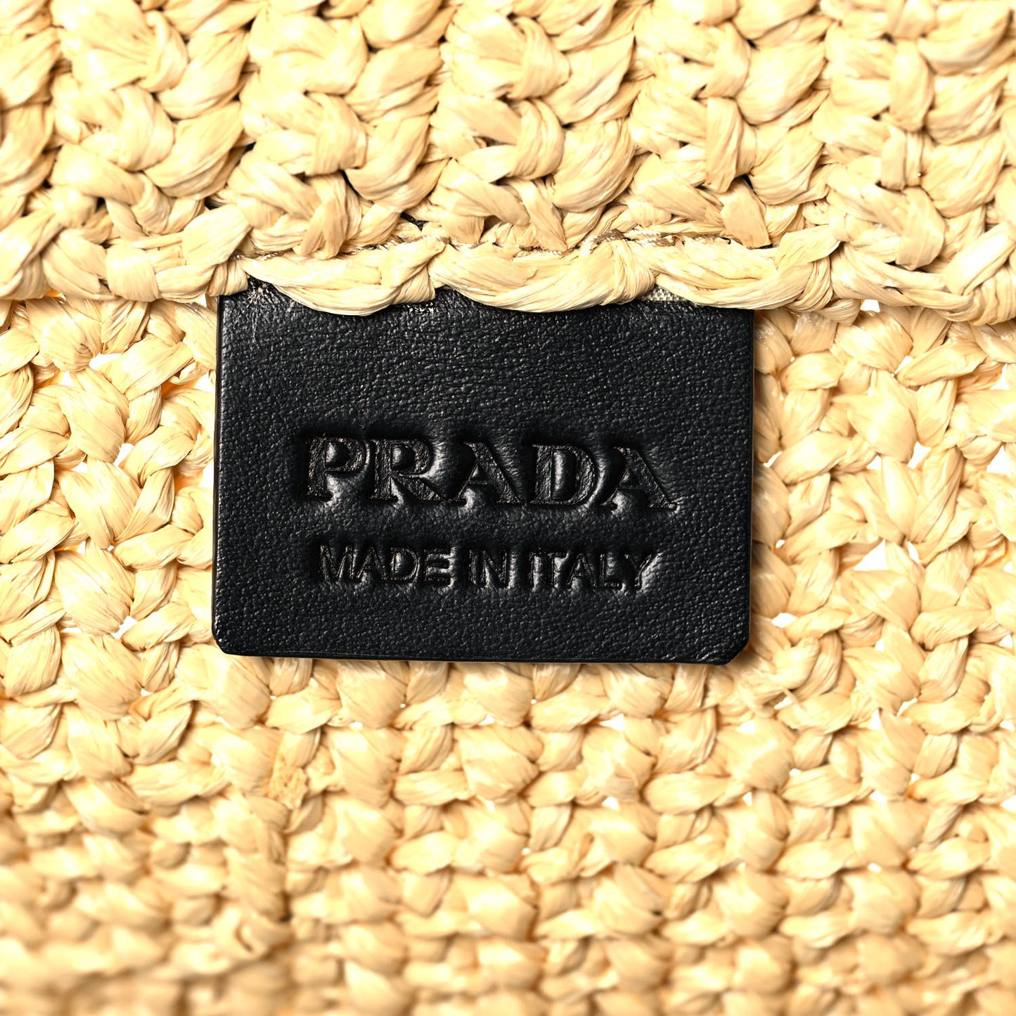 Yarn Raffia Effect Crochet Embroidered Logo Tote Naturale