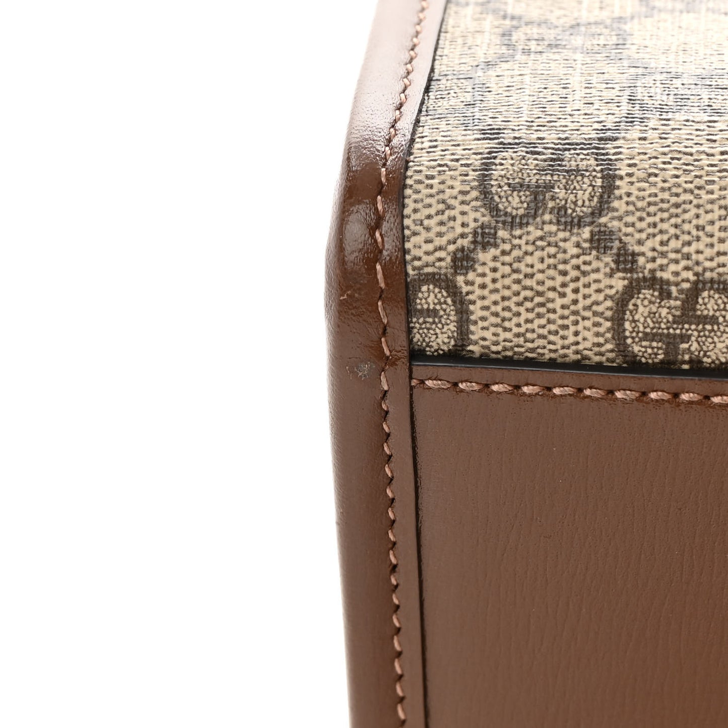 GG Supreme Monogram Azalea Calfskin Small Retro Interlocking G Tote Bag Beige Ebony Brown Sugar