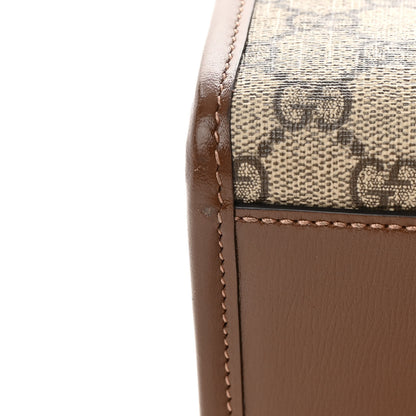 Gucci GG Supreme Monogram Azalea Calfskin Small Retro Interlocking G Tote Bag Beige Ebony Brown Sugar 14 of 17