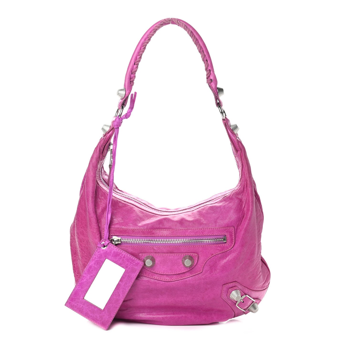 Agneau Giant 21 Silver Hardware Hobo Magenta