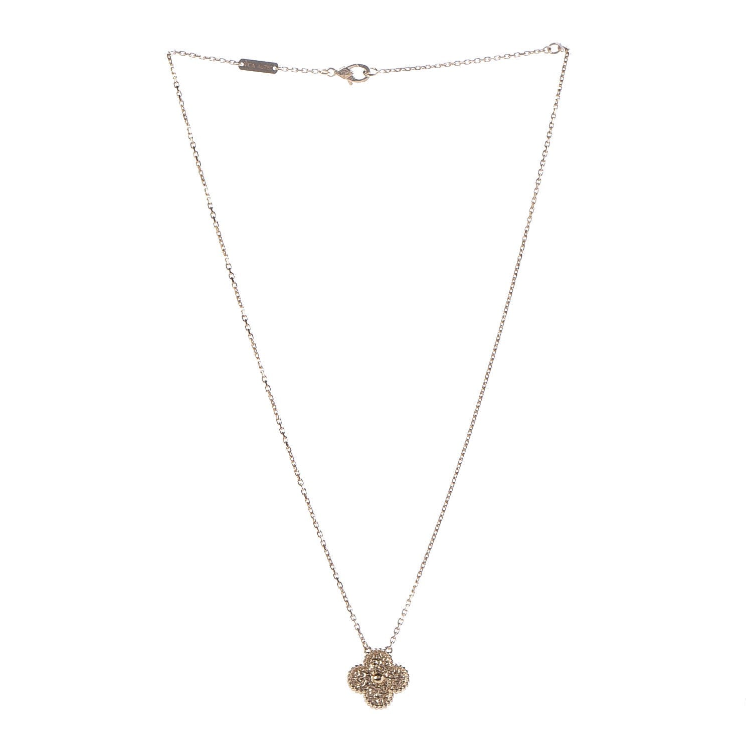 Van Cleef & Arpels 18K Yellow Gold Vintage Alhambra Pendant Necklace 3 of 7