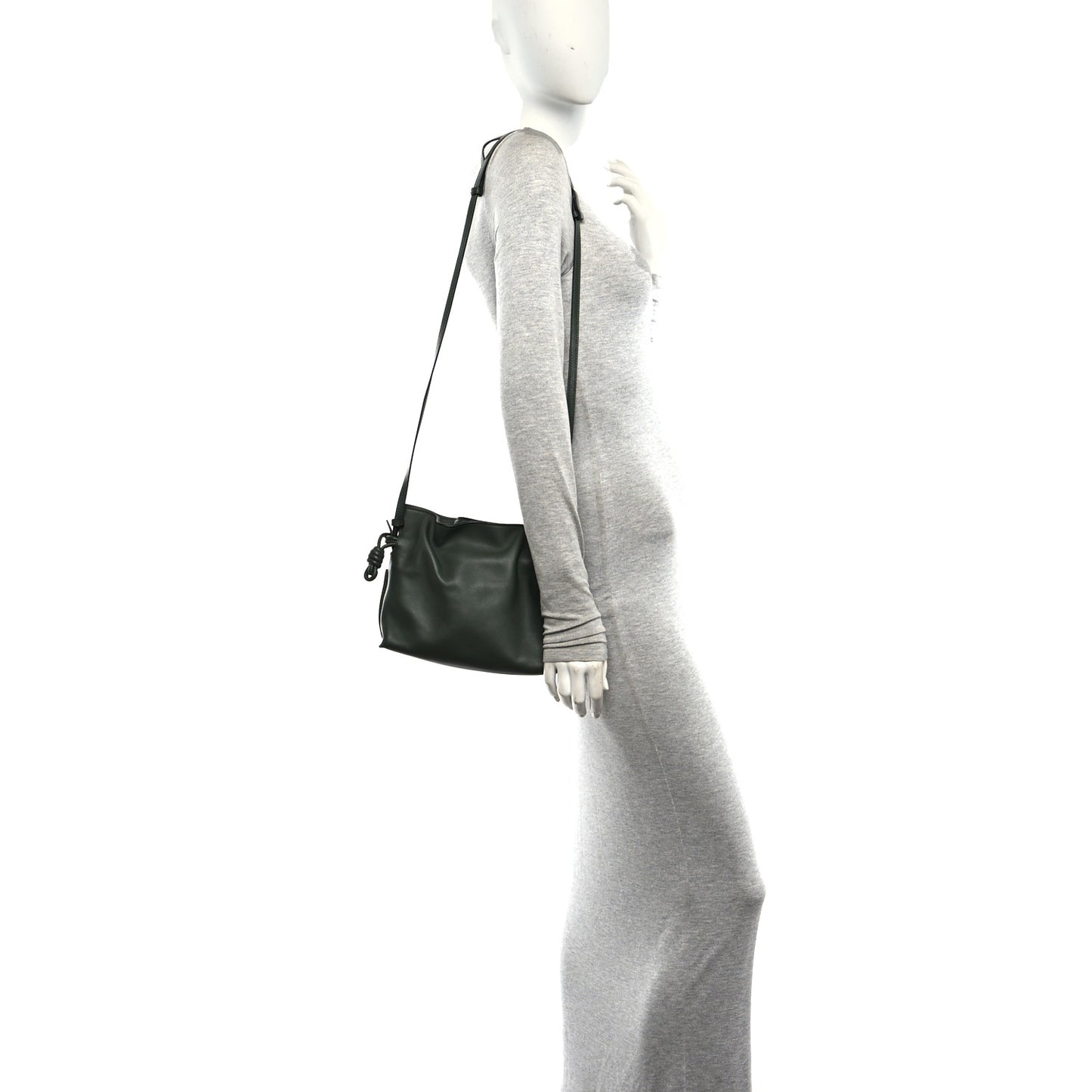 Calfskin Mini Flamenco Knot Clutch Dark Khaki