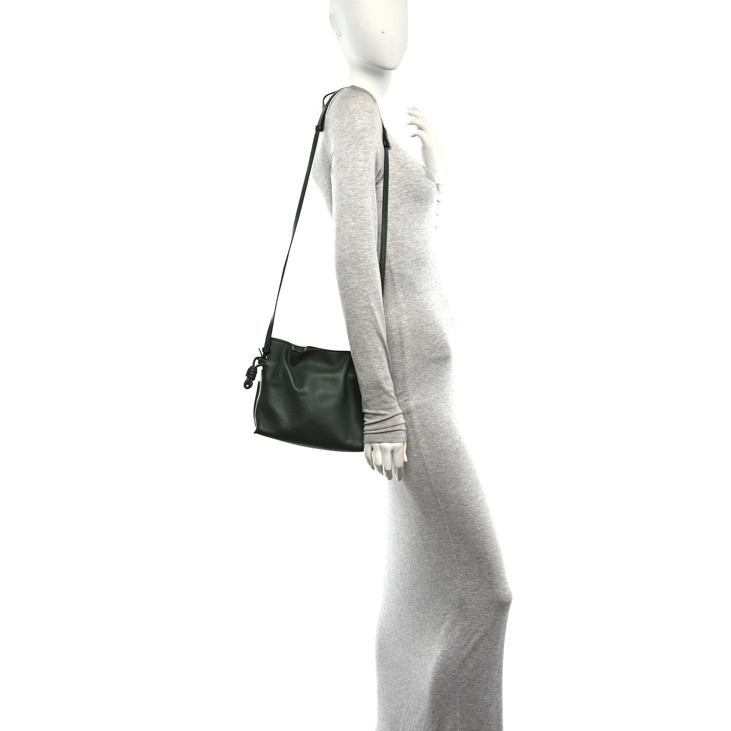 Loewe Calfskin Mini Flamenco Knot Clutch Dark Khaki 2 of 9