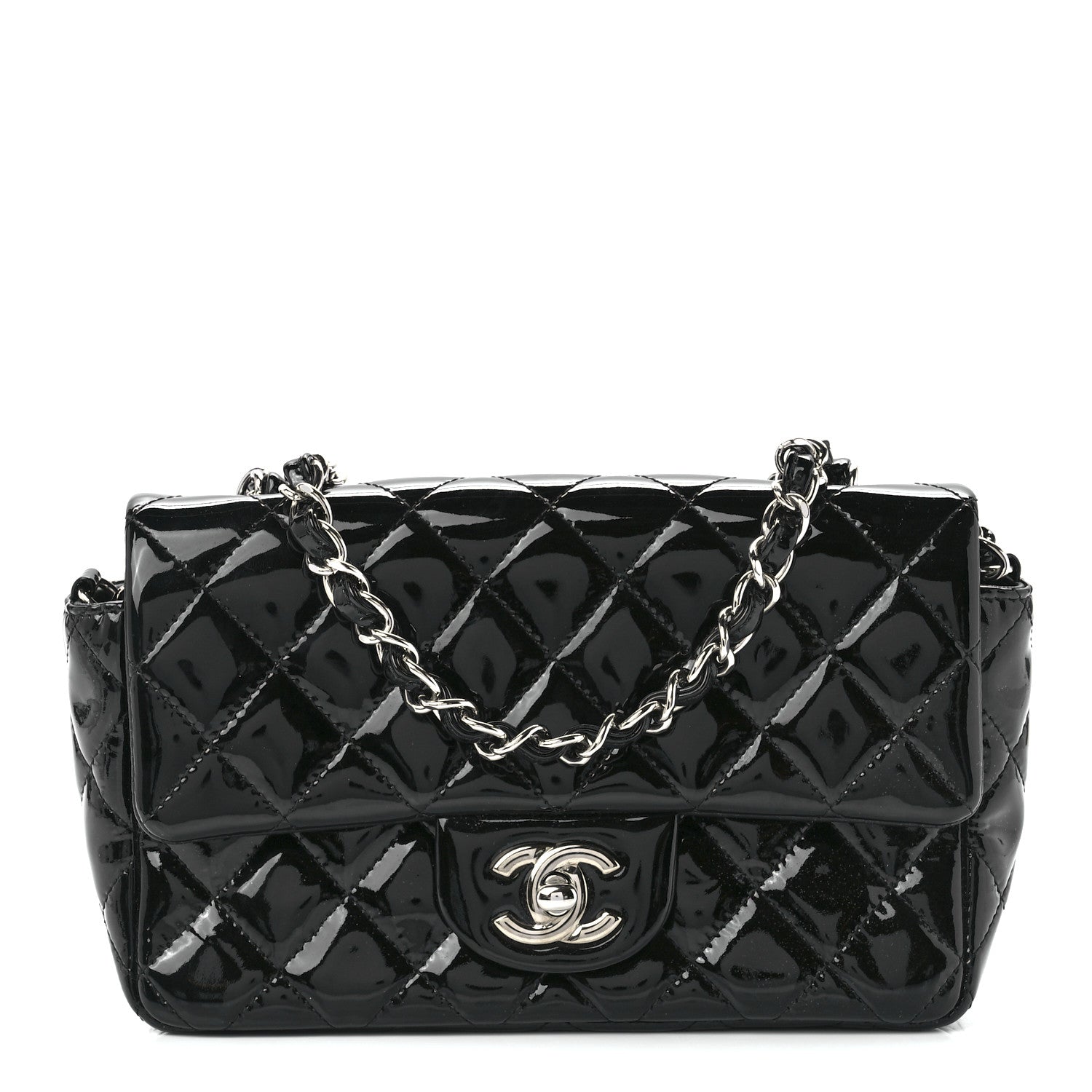 Chanel Patent Calfskin Quilted Mini Rectangular Flap Black 1 of 12