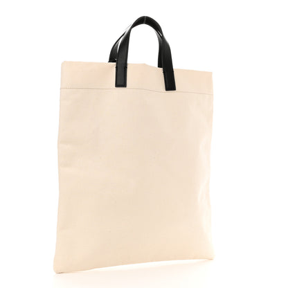 Fendi Canvas Vitello Grace Logo Flat Shopping Tote Grezzo Black 3 of 10