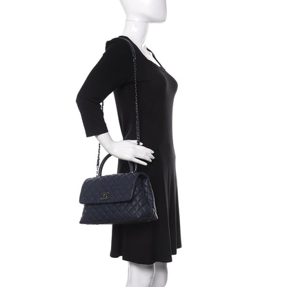 Chanel Caviar Quilted Small Coco Handle Flap Navy 2 of 12