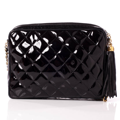 Chanel Patent Quilted Tassel Camera Case Black 4 of 8