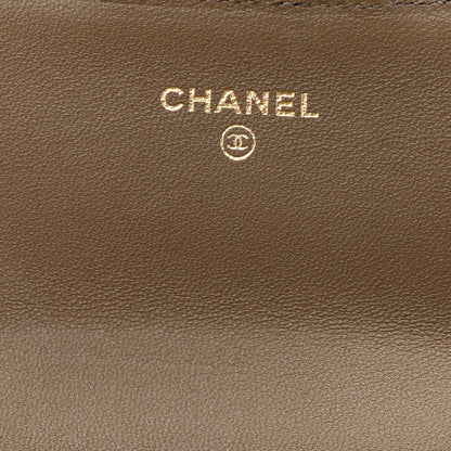 Chanel Calfskin Lizard Embossed Clutch With Chain Dark Khaki 6 of 12