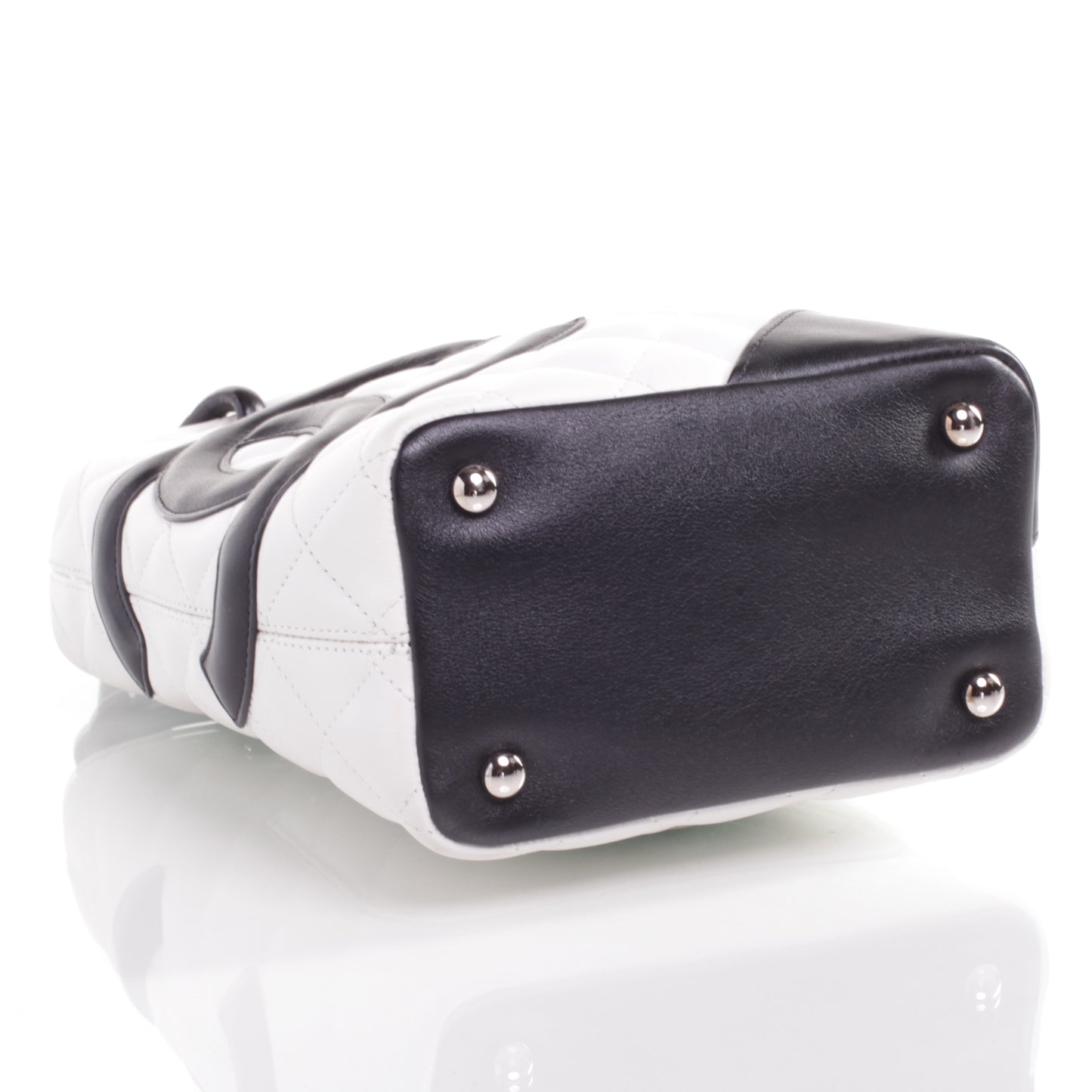 Calfskin Quilted Small Cambon Tote White Black