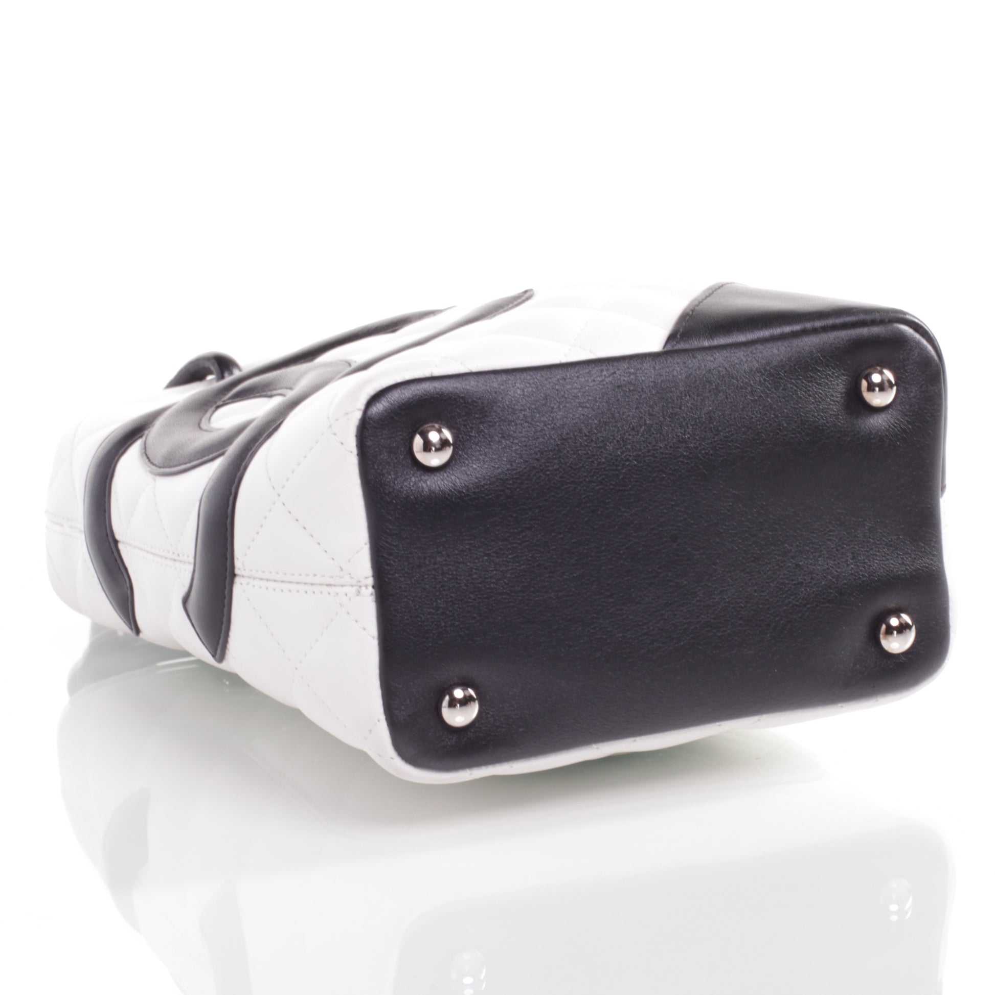 Chanel Calfskin Quilted Small Cambon Tote White Black 5 of 8