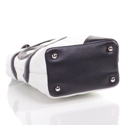 Chanel Calfskin Quilted Small Cambon Tote White Black 5 of 8