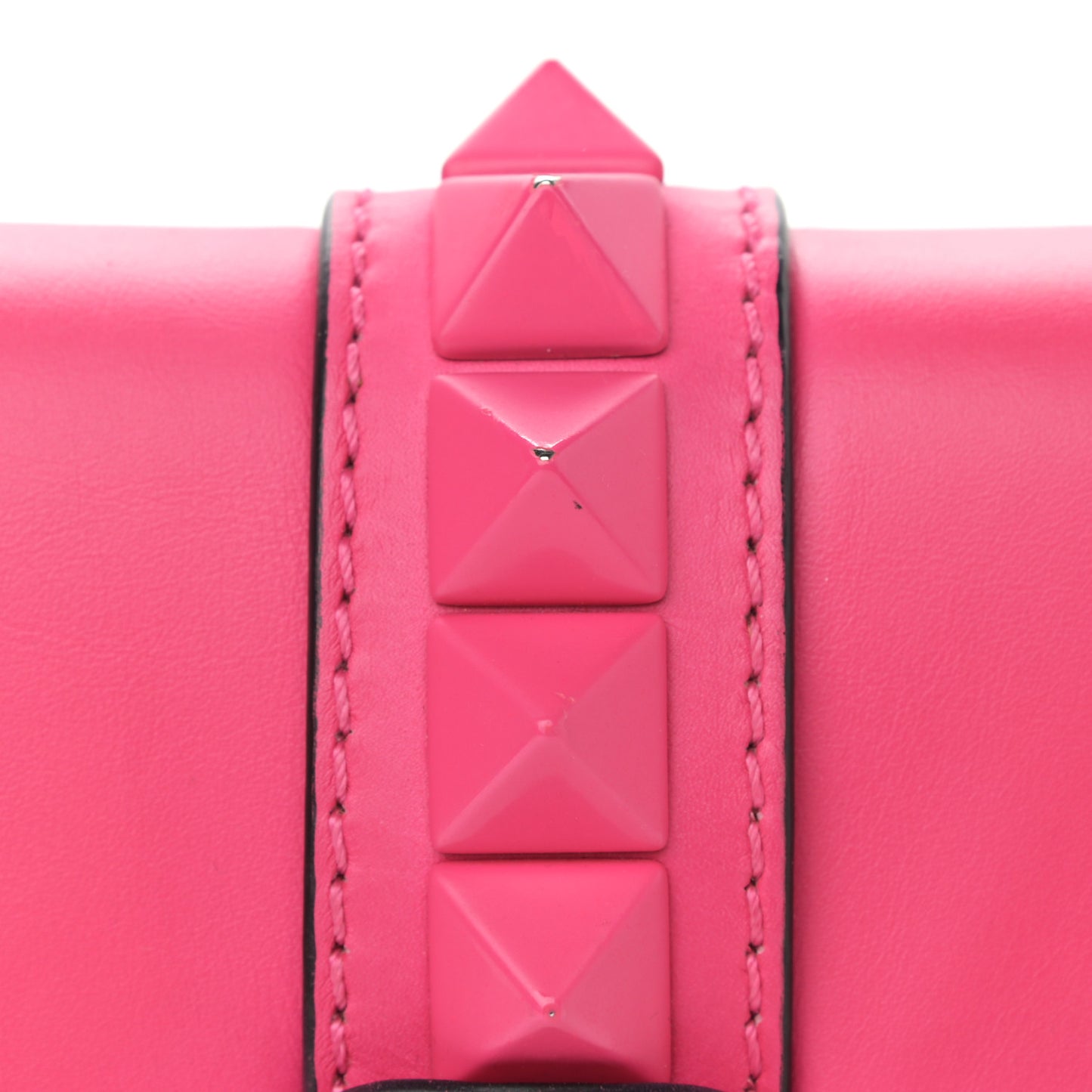 Vitello Small Glam Lock Rockstud Flap Pop Fuxia