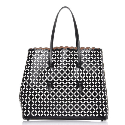 Alaia Calfskin Laser Cut Petale Mina 32 Bag Black White 1 of 14