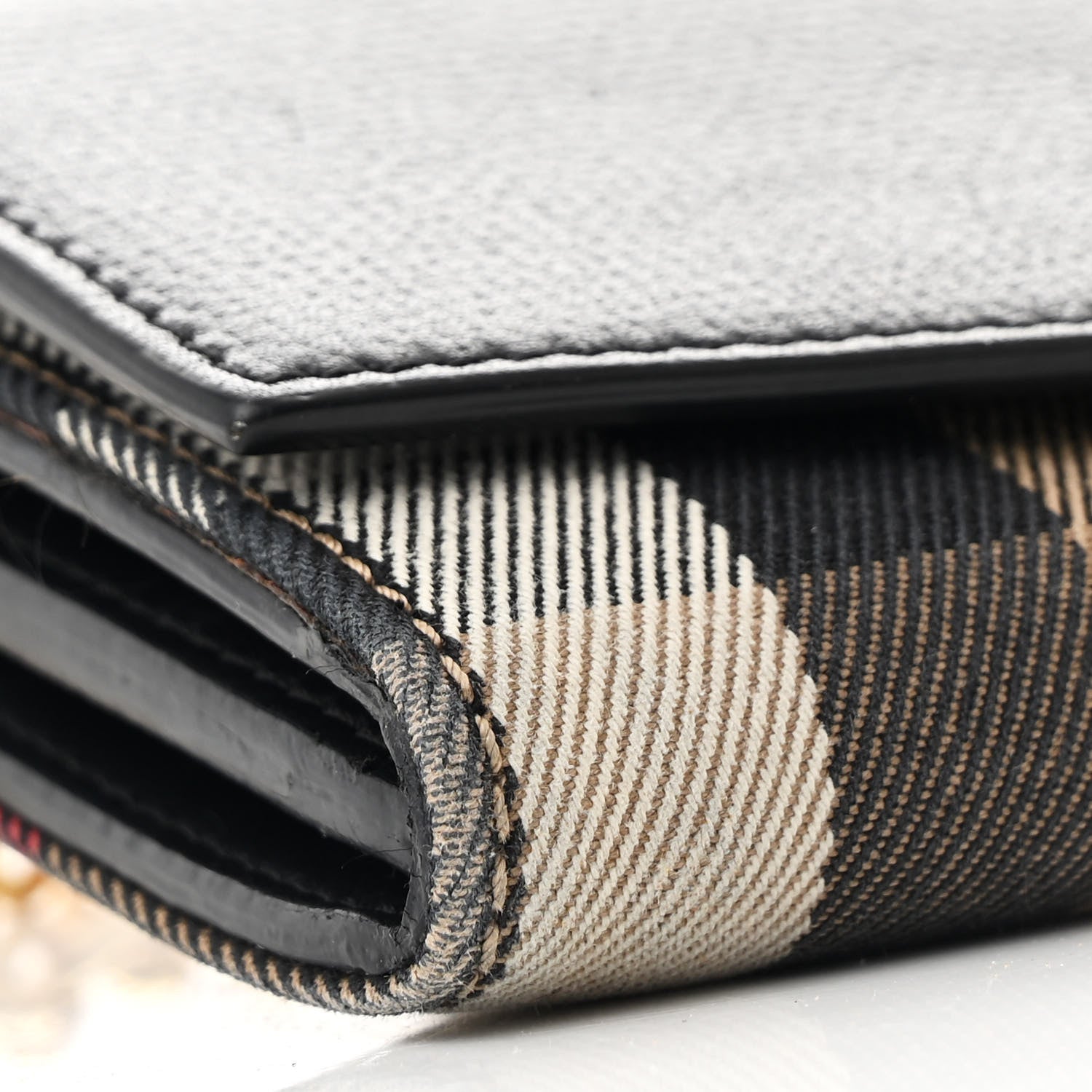Burberry Calfskin House Check Henley Wallet On Chain Black 9 of 13