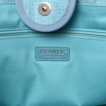 Chanel Woven Straw Raffia Striped Large Deauville Tote Blue 6 of 9