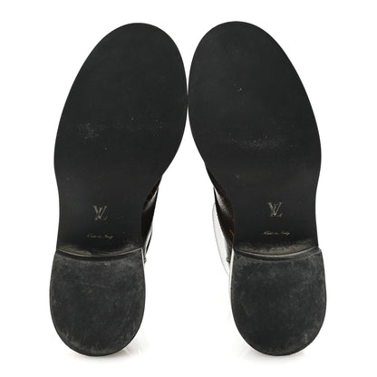 Louis Vuitton Calfskin Monogram Wonderland Flat Ranger Boots 37 Black 6 of 9