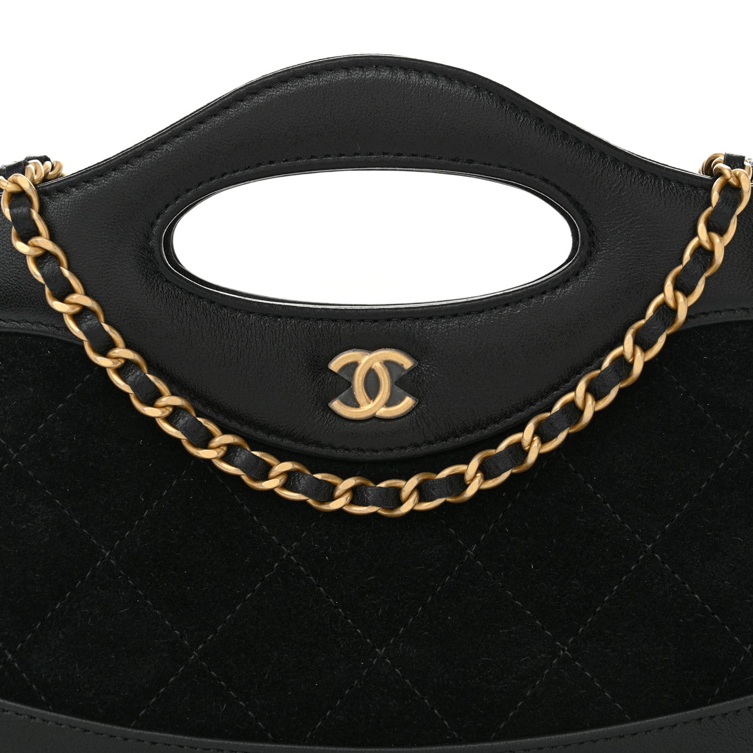Chanel Suede Shiny Crumpled Calfskin Quilted Nano 31 Shopping Bag Black 8 of 11
