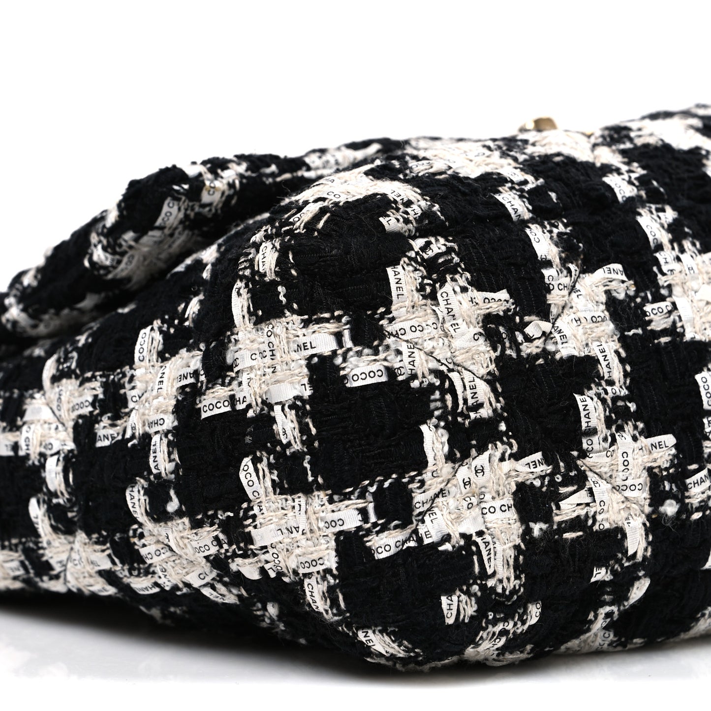 Tweed Quilted Large Chanel 19 Flap Black Ecru White