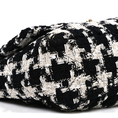Chanel Tweed Quilted Large Chanel 19 Flap Black Ecru White 8 of 9