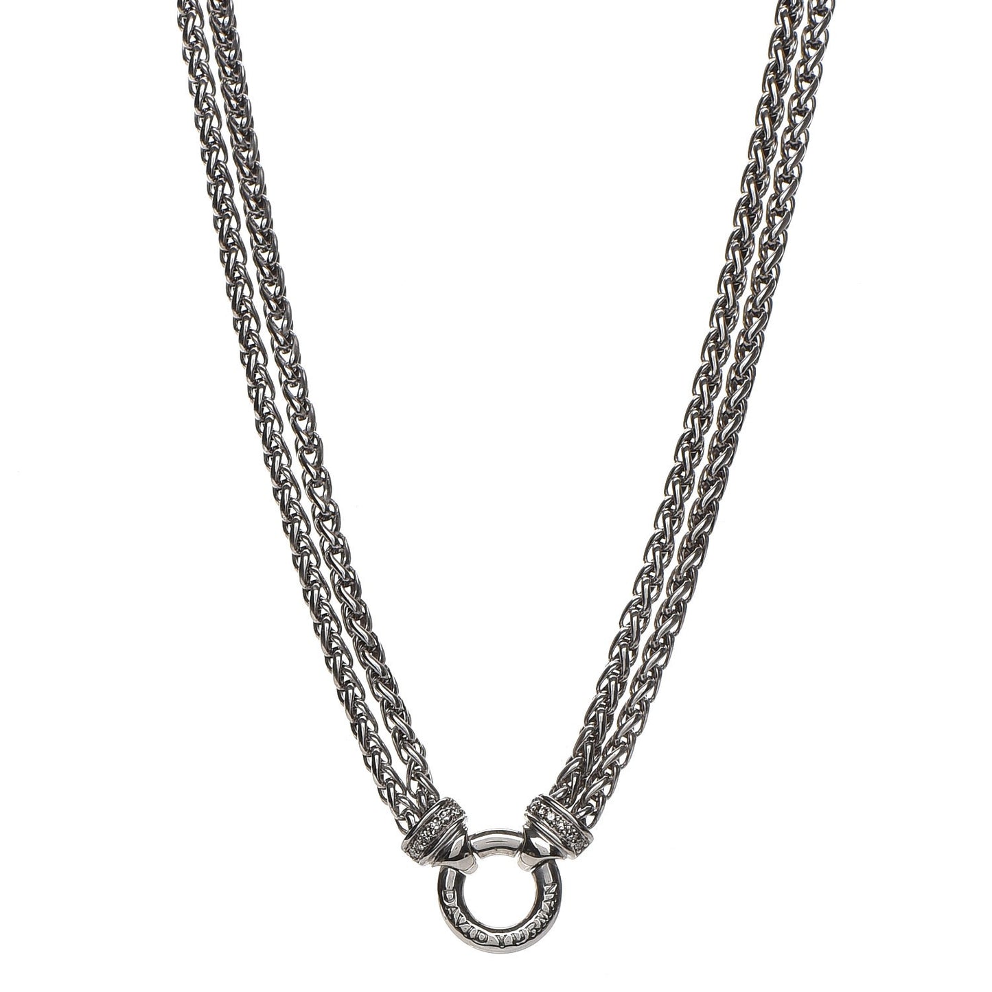 Sterling Silver Diamond 18mm Double Wheat Chain Necklace