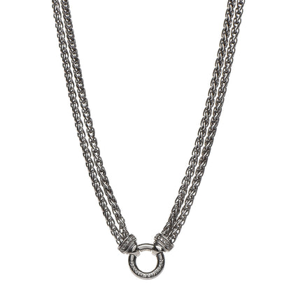 David Yurman Sterling Silver Diamond 18mm Double Wheat Chain Necklace 1 of 5