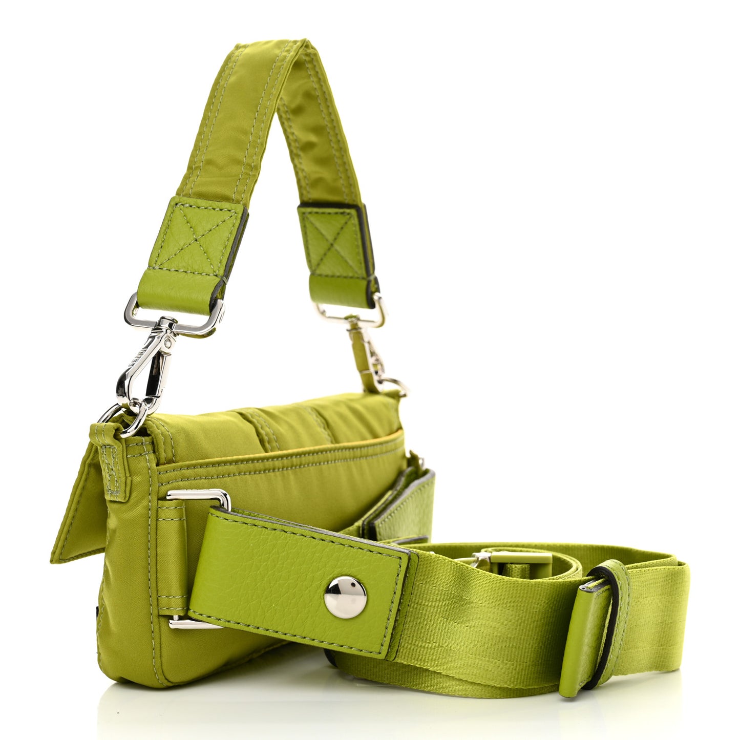 X PORTER Nylon Cuoio Roma Mini Phone Baguette Belt Bag Wasabi