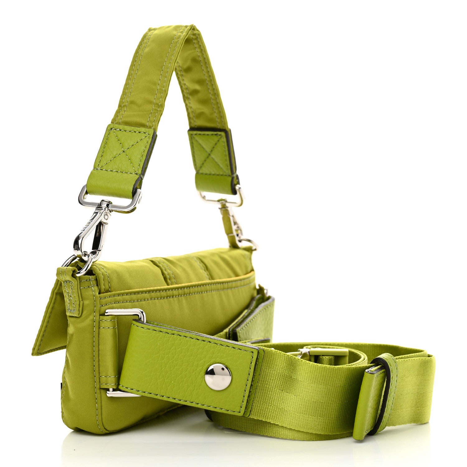 Fendi X PORTER Nylon Cuoio Roma Mini Phone Baguette Belt Bag Wasabi 3 of 10