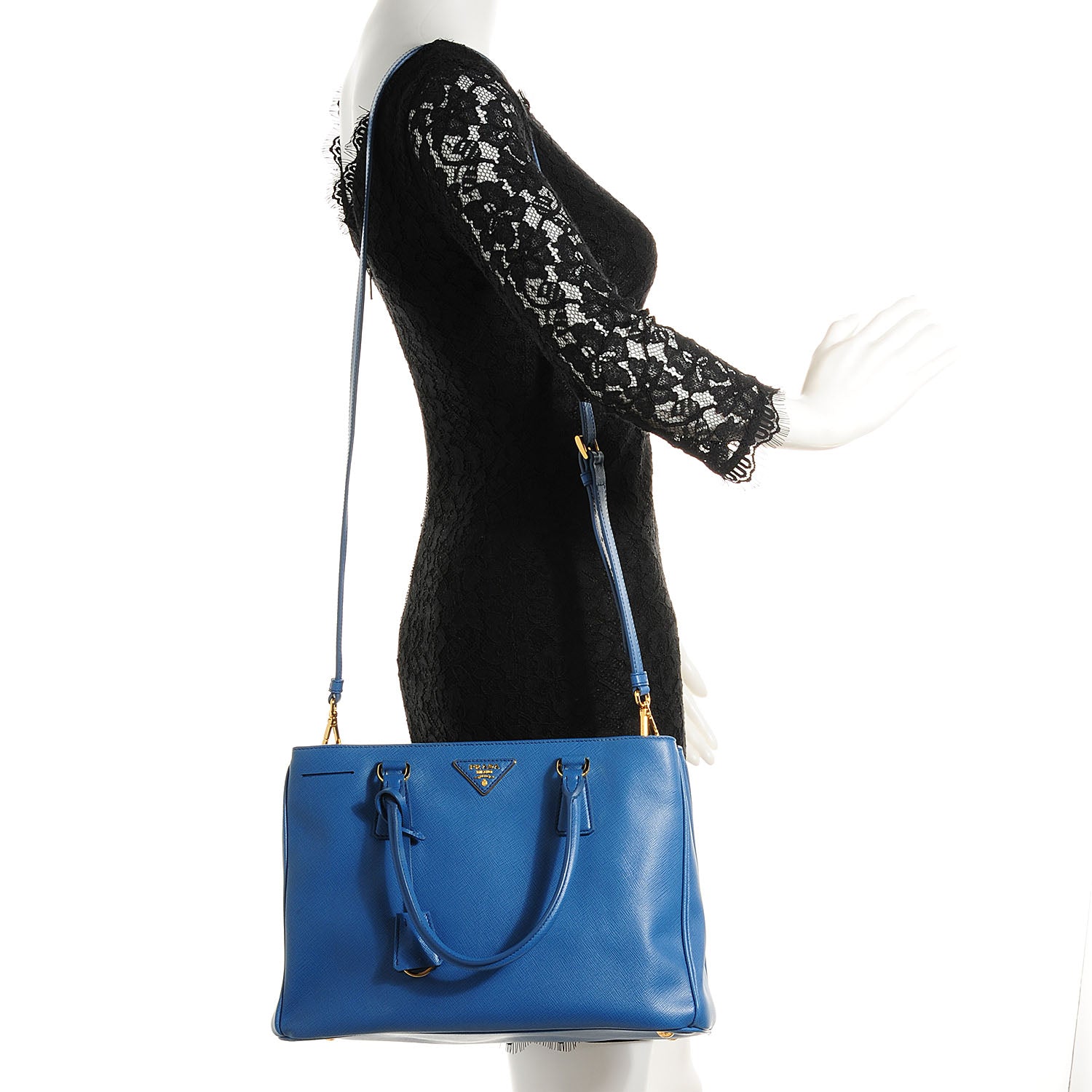 Prada Saffiano Lux Medium Tote Cobalto 2 of 12