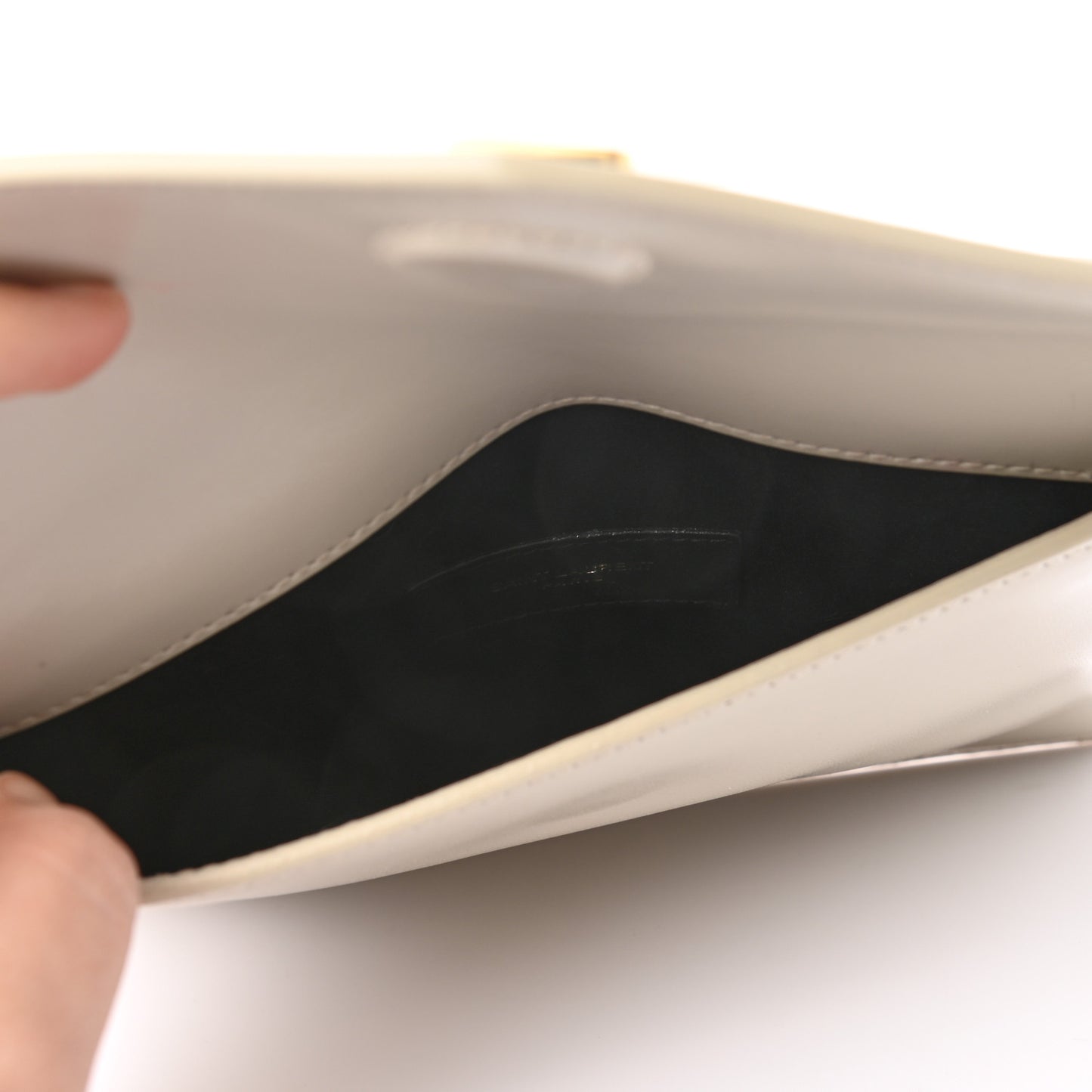 Smooth Shiny Calfskin Monogram Uptown Baby Pouch Crema Soft