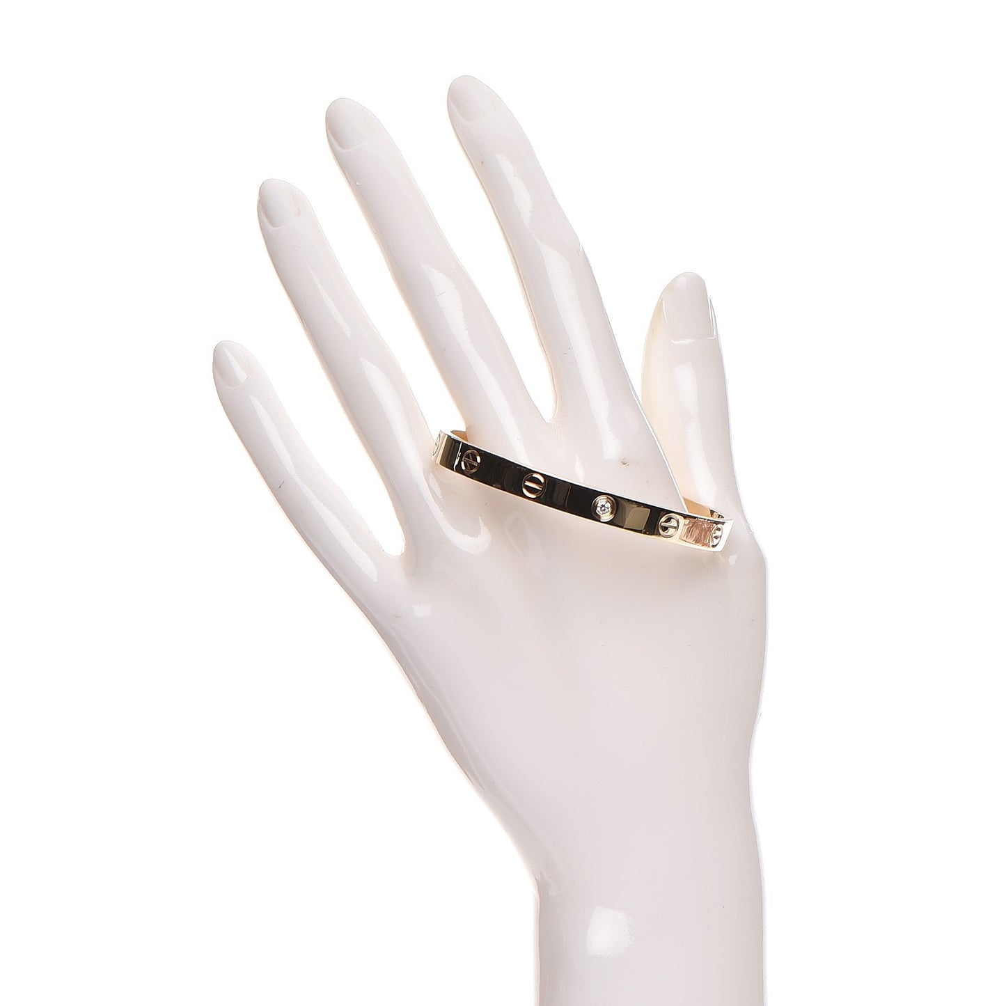 18K Yellow Gold 1 Diamond LOVE Cuff Bracelet 17