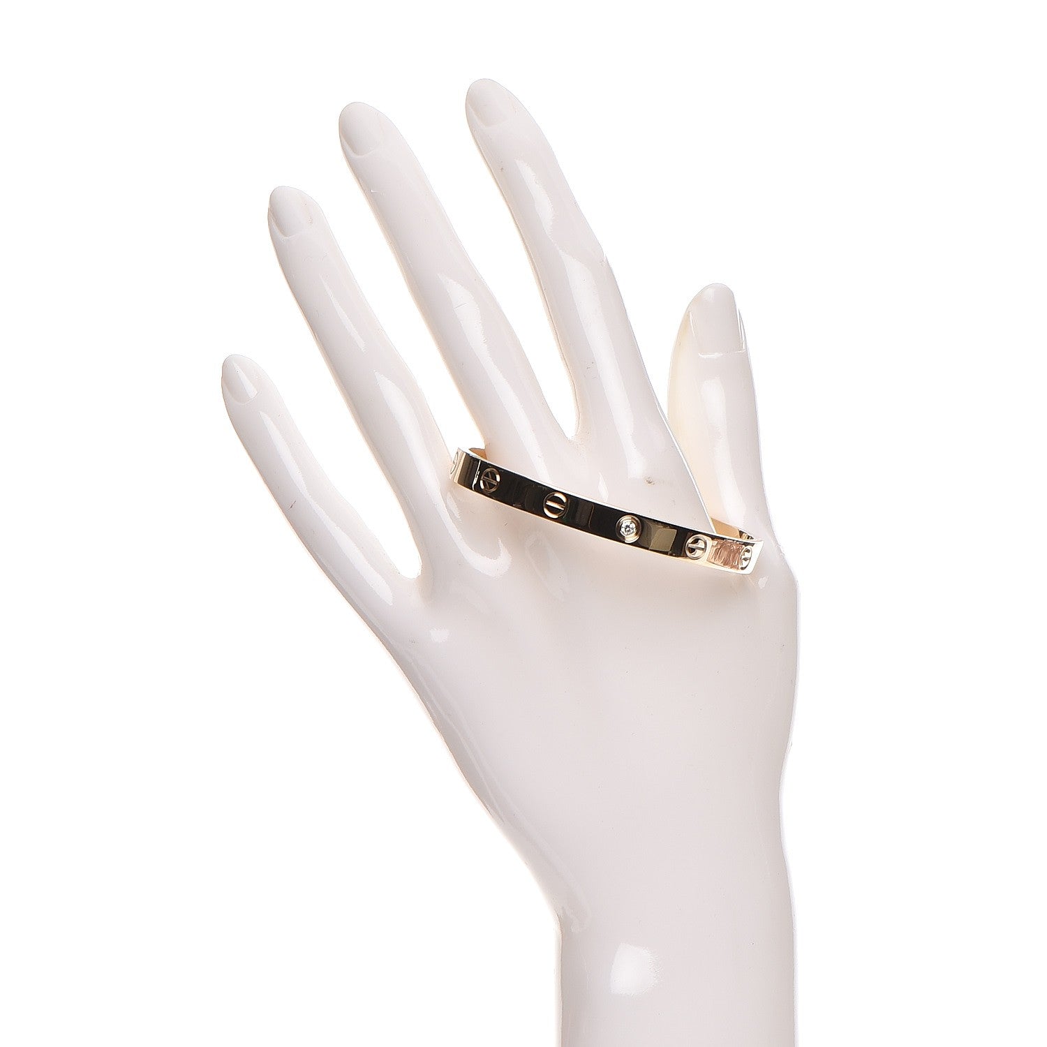 Cartier 18K Yellow Gold 1 Diamond LOVE Cuff Bracelet 17 2 of 8