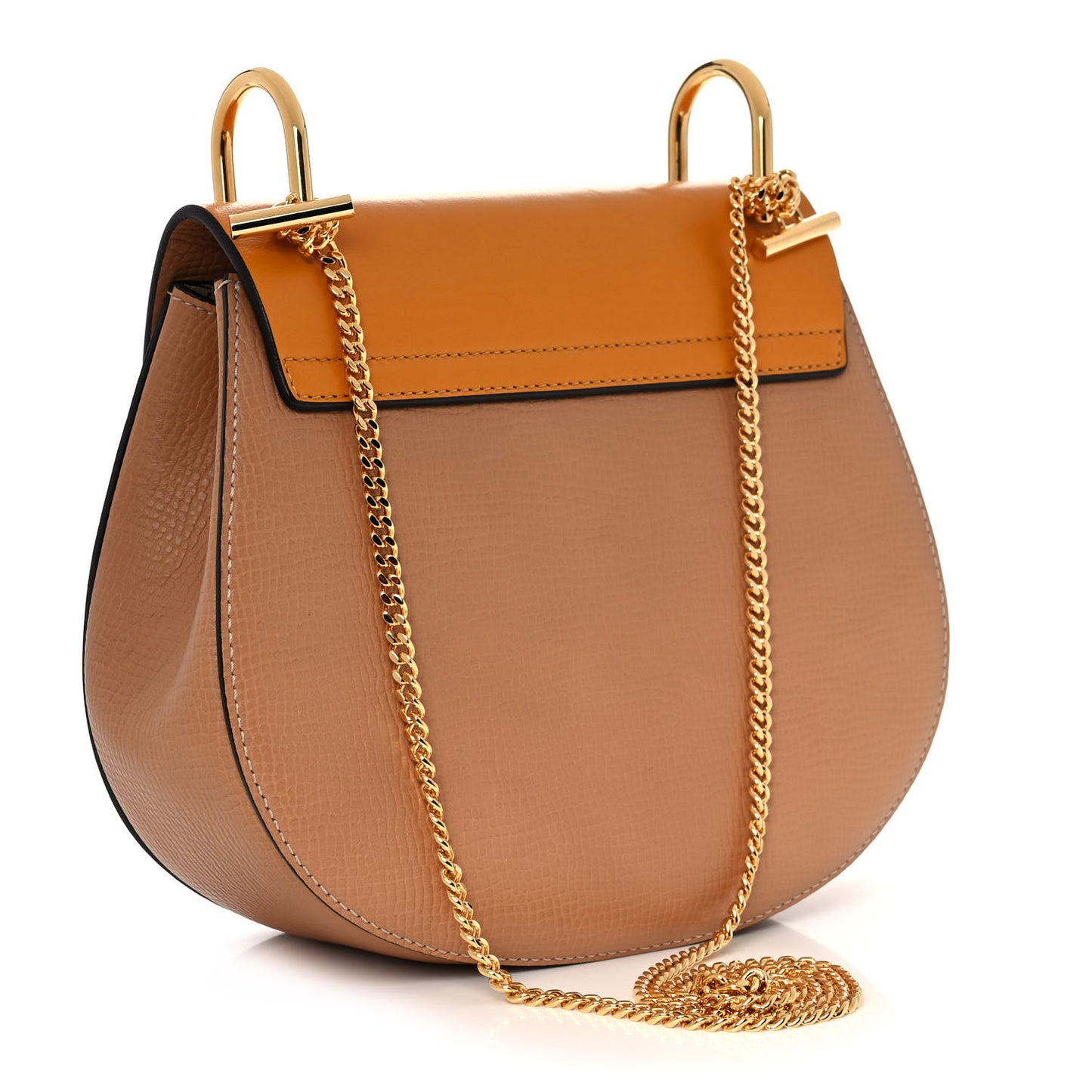 Grained Calfskin Lambskin Bi-Color Drew Shoulder Bag Wet Sand Sunflower
