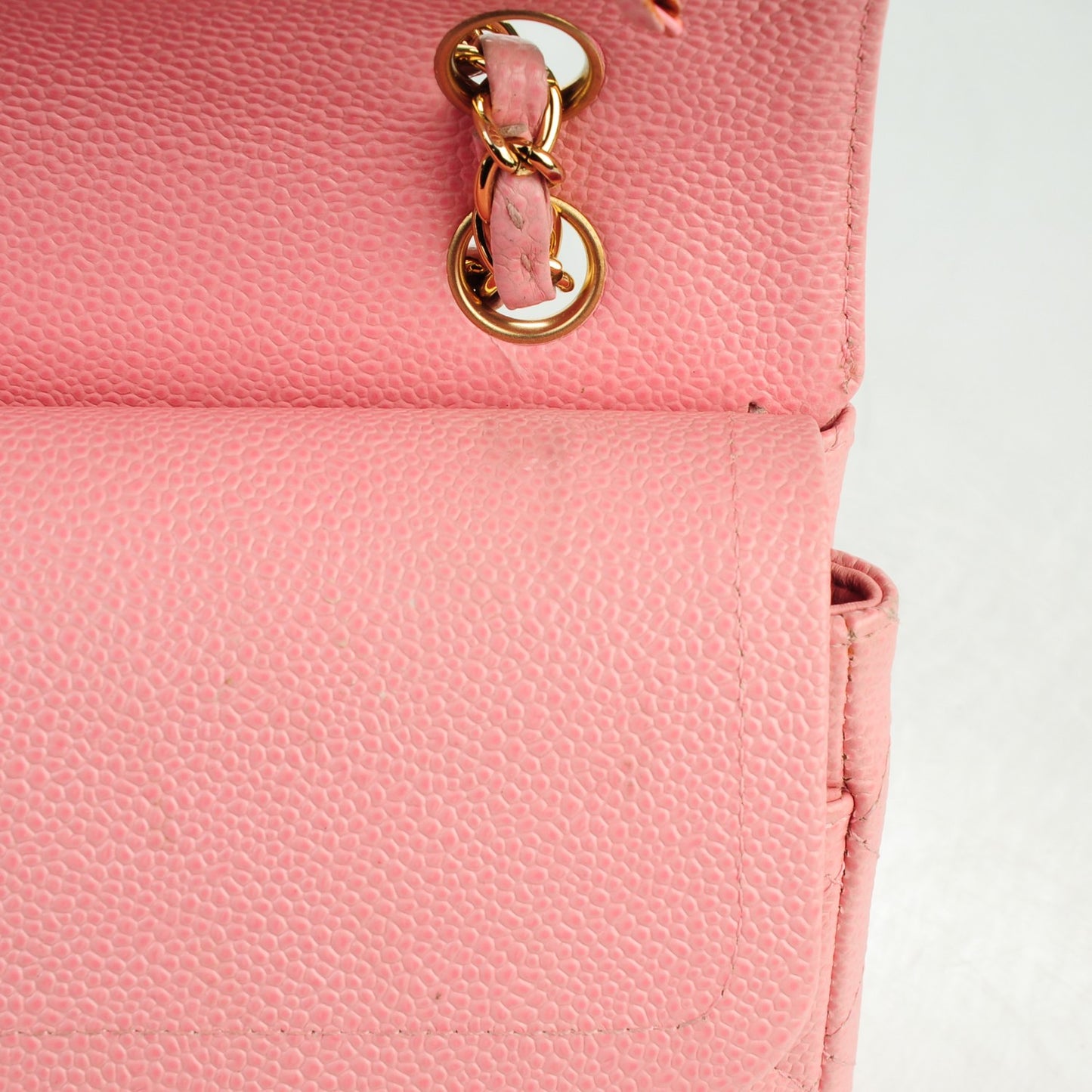Caviar Quilted Medium Double Flap Pink