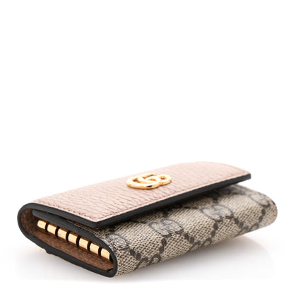 Gucci Dollar Calfskin GG Supreme Monogram GG Marmont 6 Key Holder Case Porcelain Rose Beige Ebony 4 of 9