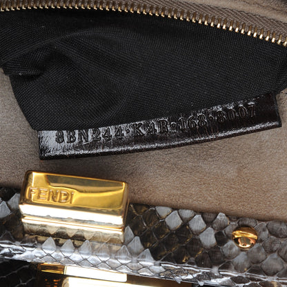 Fendi Snakeskin Camoscio Mini Peekaboo Iconic Satchel Asfalto Nocciola 8 of 8
