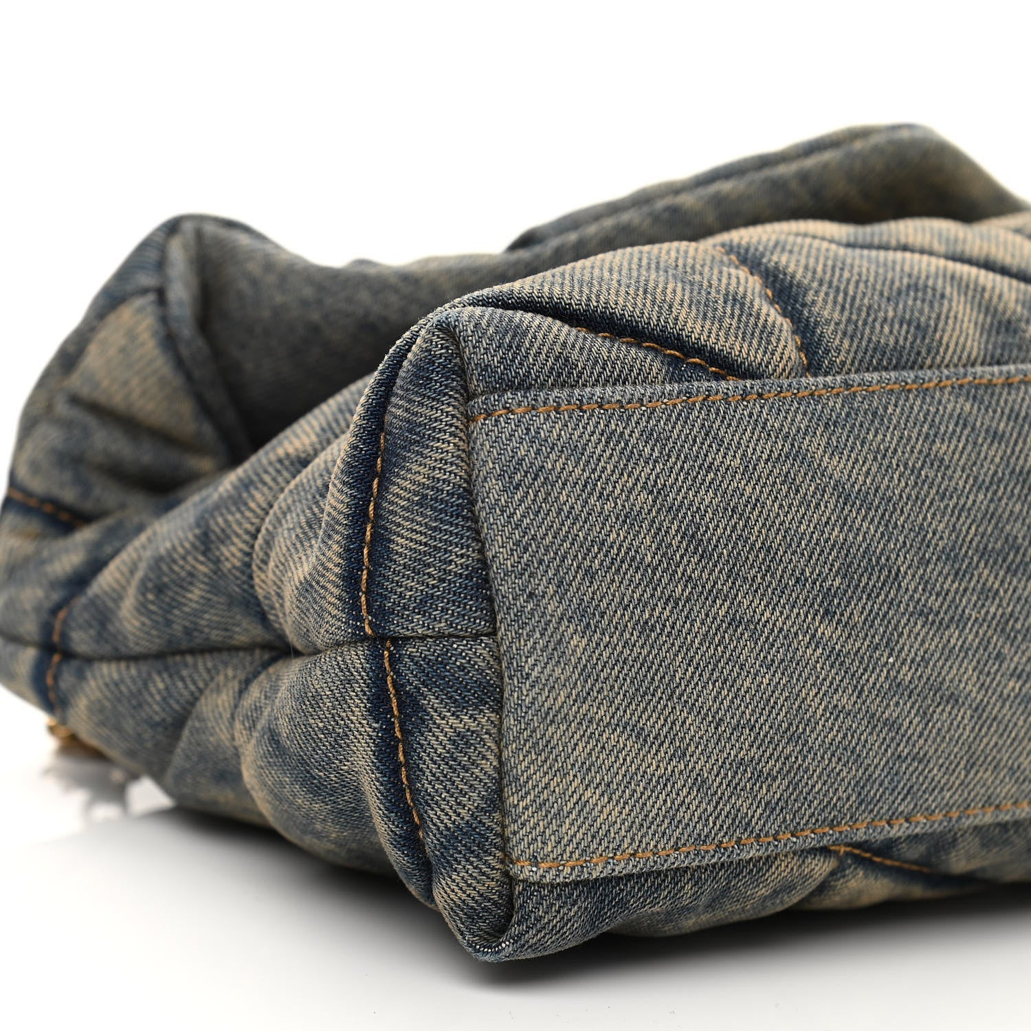Saint Laurent Denim Quilted Toy Loulou Puffer Monogram Chain Satchel Blue Black 9 of 10