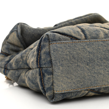 Saint Laurent Denim Quilted Toy Loulou Puffer Monogram Chain Satchel Blue Black 9 of 10