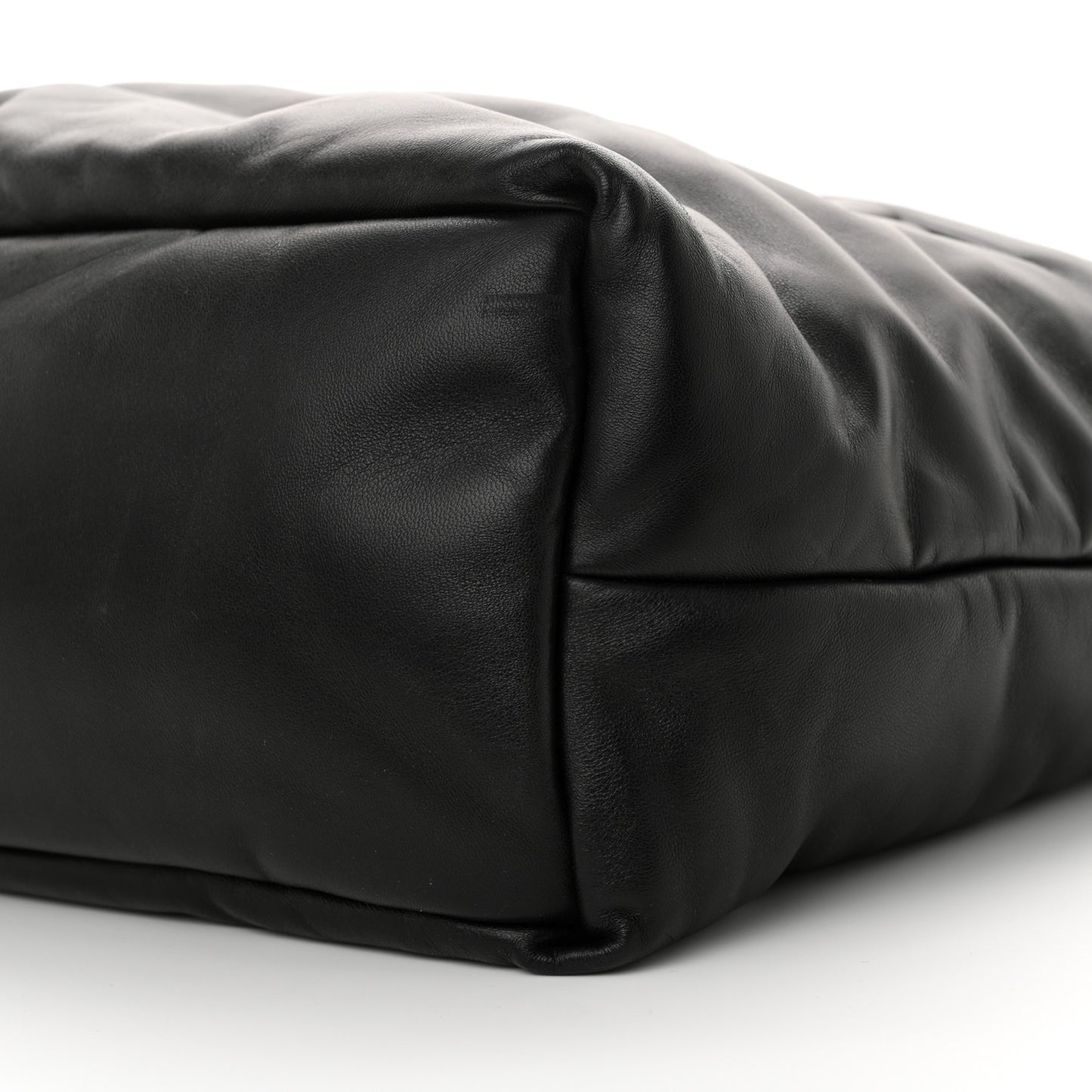 Lambskin Wide Puffer Tote Black
