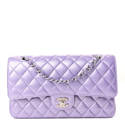 Chanel Metallic Lambskin Quilted Medium Double Flap Purple 1 of 11