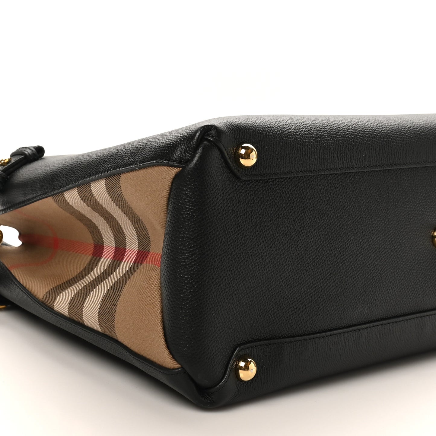 Grainy Calfskin House Check Large Banner Tote Black