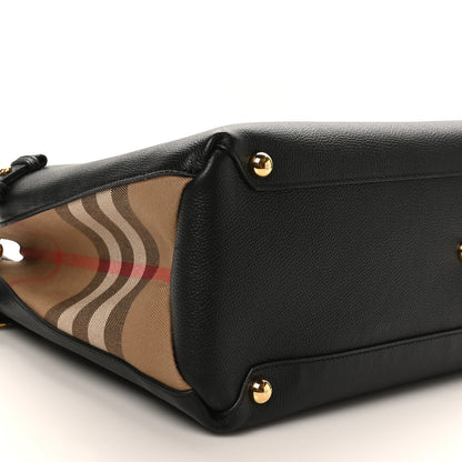 Burberry Grainy Calfskin House Check Large Banner Tote Black 8 of 9