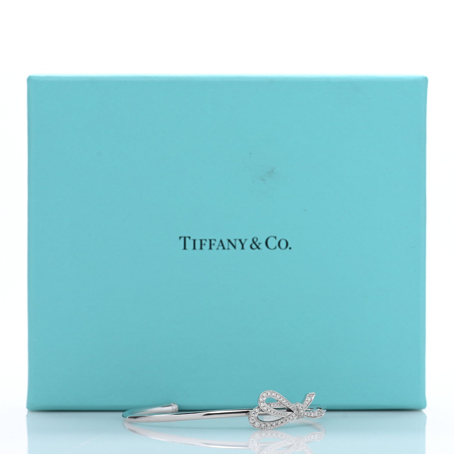 Tiffany 18K White Gold Diamond Bow Cuff Bracelet 4 of 4