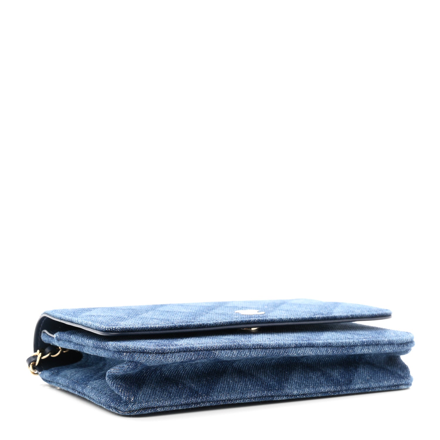 Chanel Denim Printed Wallet On Chain WOC Dark Blue 4 of 11