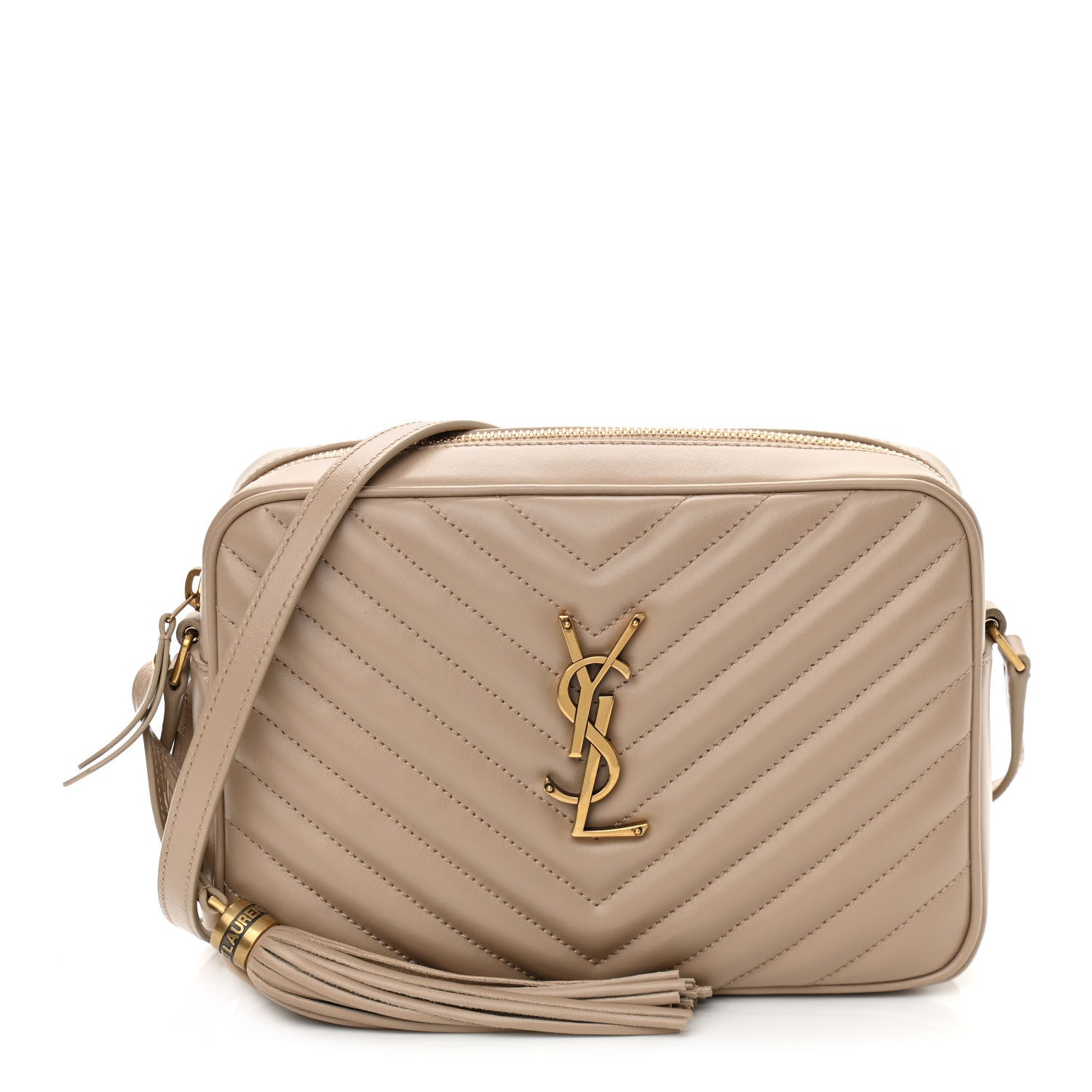 Saint Laurent Calfskin Matelasse Monogram Lou Camera Bag Dark Beige 1 of 11