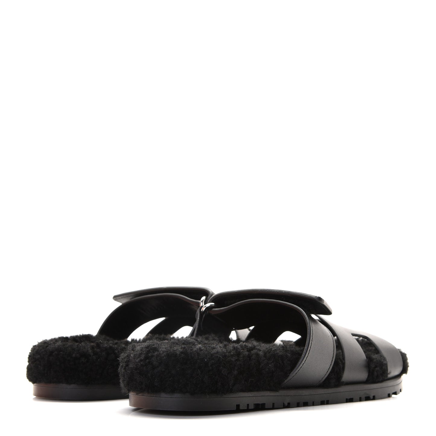 Calfskin Woolskin Womens Chypre Sandals 36 Black