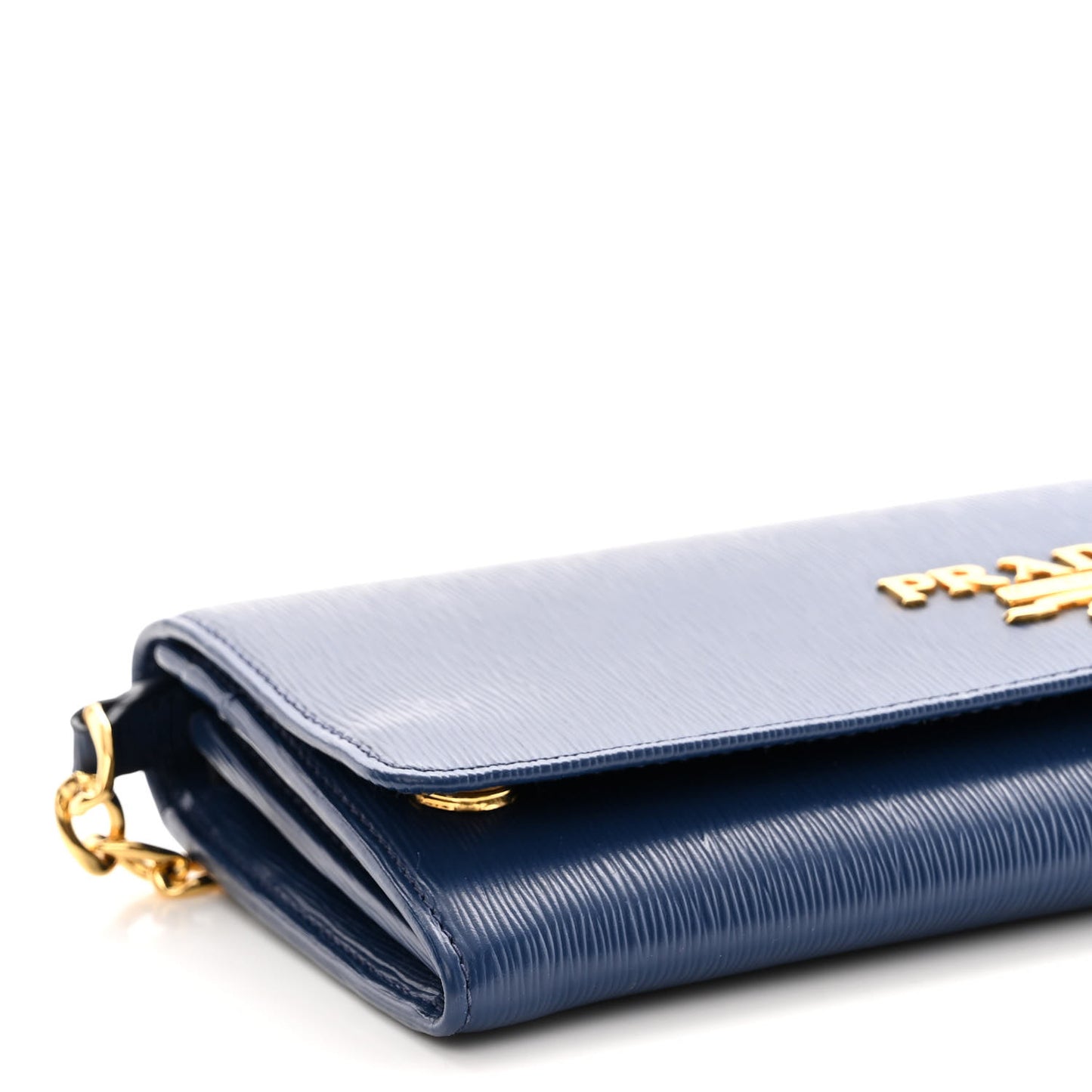 Vitello Move Metal Oro Chain Wallet Bluette