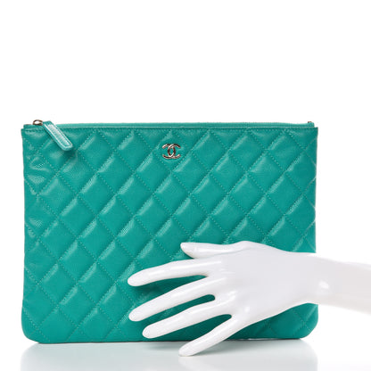 Chanel Iridescent Caviar Quilted Medium Cosmetic Case Turquoise 2 of 7