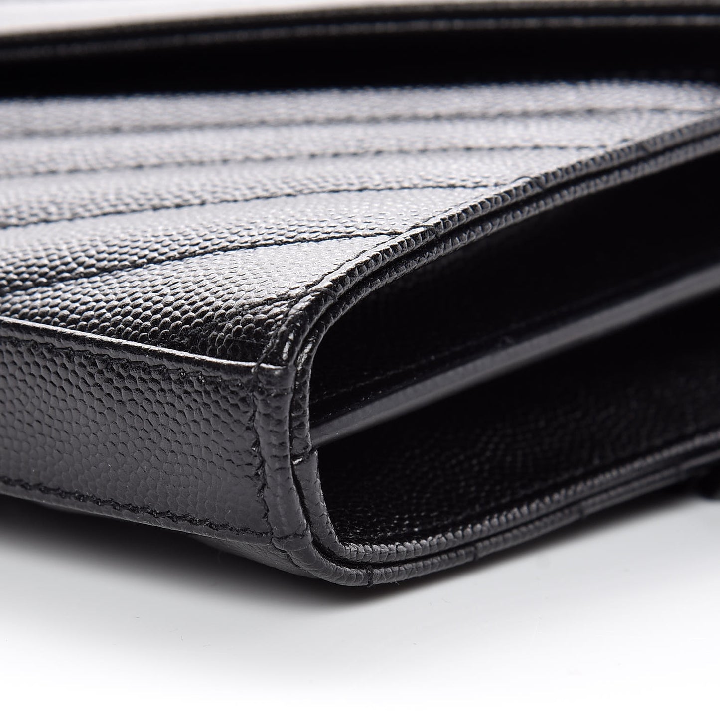 Grain De Poudre Matelasse Chevron Monogram Chain Wallet Black